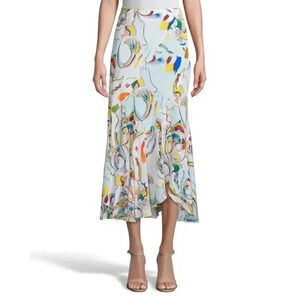 Robert‎ Graham Women's Size 4 White Print Flowy Midi Skirt